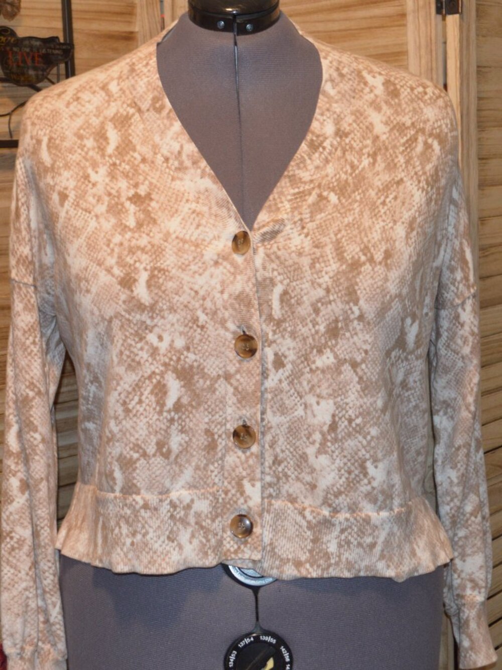 Ann Taylor XL Tan Snake Print Cardigan